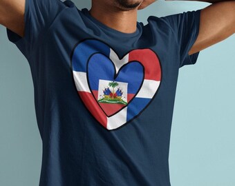 Dominican Haitian Inner Flag Inner Heart Tee | Unisex Haiti Dominican Republic Shirt Gift for Haitian Gift for