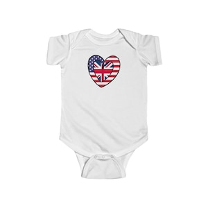 Baby American UK Flag Inner Heart Bodysuit | Unisex United Kingdom Gift for