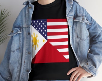 Filipino American Flag Half Philippines USA T-Shirt | Unisex Tee Shirt Gift for