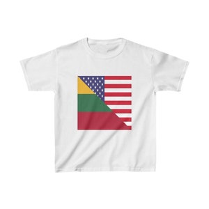 Kids Lithuanian American Flag Lithuania USA T-Shirt | Unisex Tee Shirt