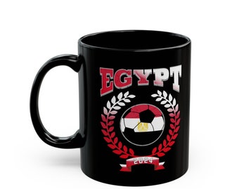 Egypt 2024 Soccer Football Championship Games Egyptian Team 11 oz Black Mug