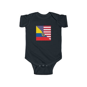 Ecuadorian American Flag Baby Bodysuit | Unisex Ecuador USA Newborn Boy Girl Gift for