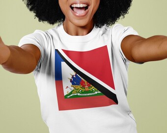 Trinidadian Haitian Flag T-Shirt | Unisex Trinidad Haiti Trini Tee Gift for