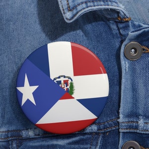 Dominican Puerto Rican Flag Pin Button | Puerto Rico Dominican Republic Gift for