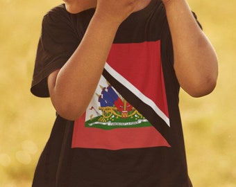 Kids Trinidad Haiti Flag T-Shirt | Unisex Trinidadian Haitian Tee Gift for