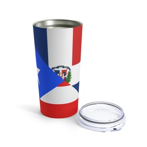 Puerto Rican Dominican Republic Flag Half PR DR Tumbler 20oz Gift for