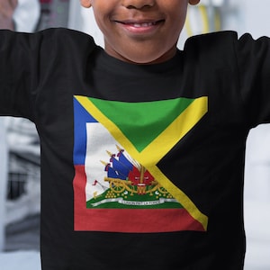 Kids Haitian Jamaican Flag Tee | Haiti Jamaica Shirt Gift for Haitian Gift for
