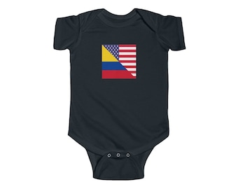 Colombian American Flag Baby Bodysuit | Colombia USA Newborn Clothes Gift for