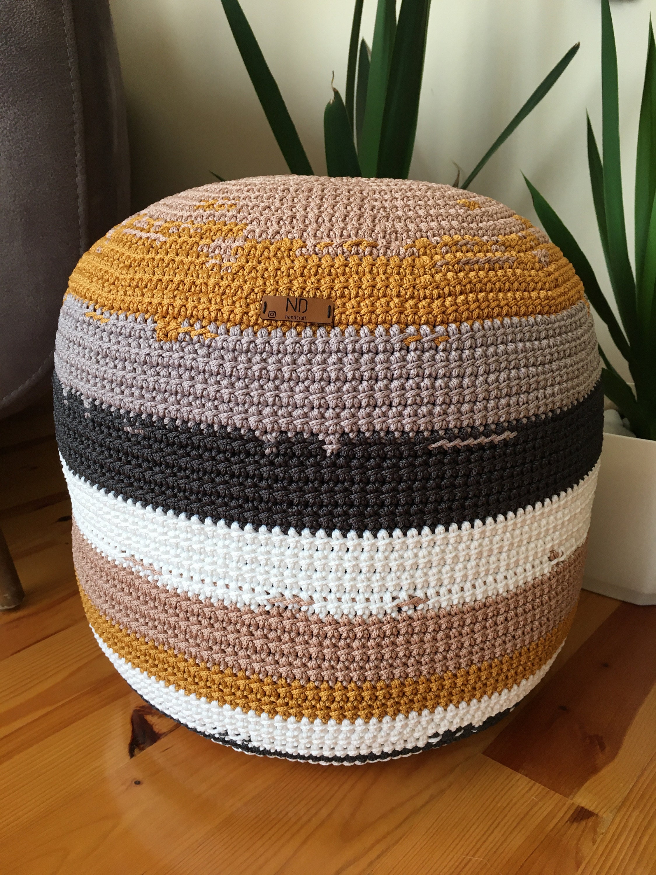 Knitted Pouf Colours Ottoman Poufs Crochet Ottoman Pouf Etsy