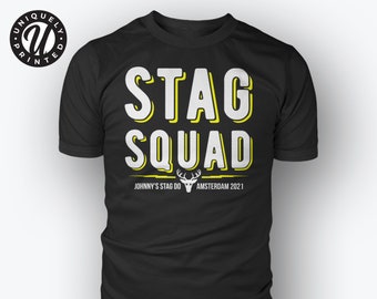 Personalised Stag Do T Shirt Custom Printed Add Back Print STAG SQUAD Tee