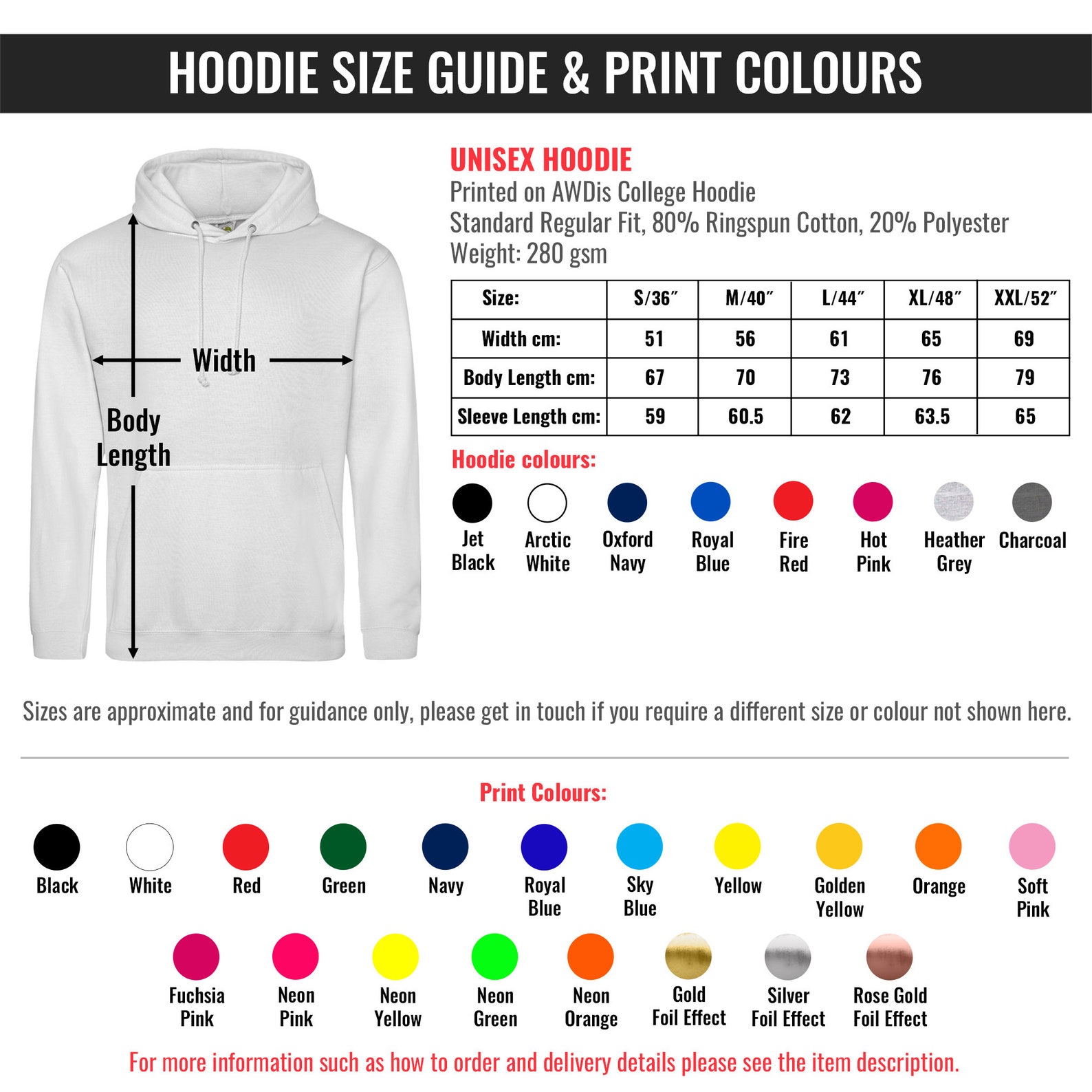 Personalised Hoodie Custom Printed Your Text Logo Design Etsy