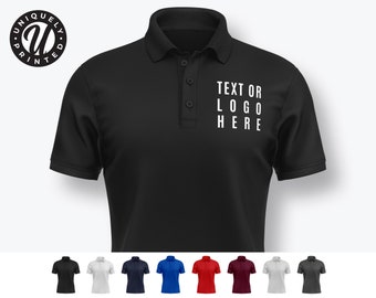 Personalised Polo Shirt Custom Printed Your Text Logo Design Front Back or Both