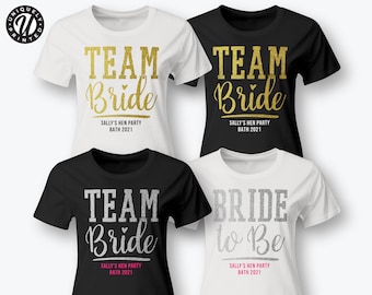 Camiseta personalizada con purpurina para despedida de soltera, modelo TEAM BRIDE. Top personalizado para despedida de soltera.