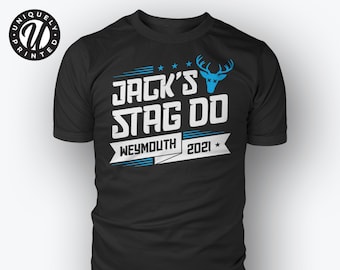 Personalised Stag Do T Shirt Custom Printed Add Back Print PARTY STAG Tee