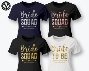 Personalised Hen Party T Shirt BRIDE SQUAD Custom Printed Hen Do Ladies Top