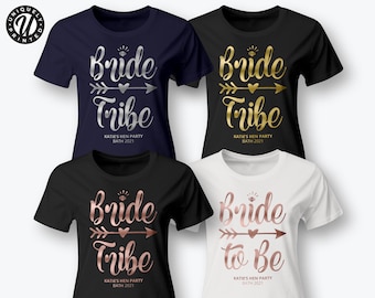 Personalised Hen Party T Shirt BRIDE TRIBE Custom Printed Hen Do Ladies Top