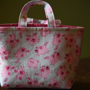 Polka dot pigs mini tote bag