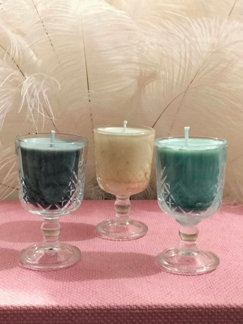 Bougie Cire Soja, Parfumée Aux Huiles Essentielles Bio , Noir Lavande, Vert Menthe Poivrée+Eucalyptu