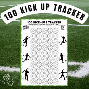 Girls Daily 100 kick-up voetbaltrainingtracker, afdrukbaar voetbaltrainingsdagboek, eenvoudige oefentabel, dagelijks logboek voetbaltrainingen