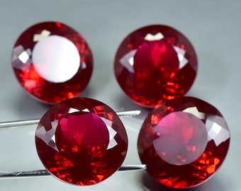 20x20 MM Natural Flawless Mozambique Pigeon Blood Red Ruby Round Cut Loose Gemstone Certified-AAA Top Quality Ruby-Ring & Jewelry Making Gem