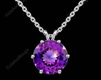 Natural Bi-Color Sapphire Pendant 14x14 MM, 925 Sterling Silver Round Cut Charm Pendant, Valentine Gift For Love, Sapphire Gems Pendant