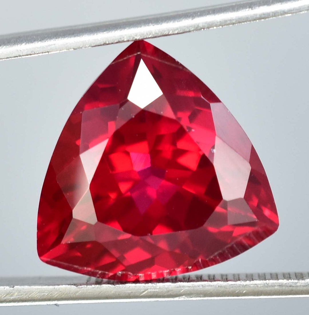 Mid Quality Ruby 10X10 MM Rare Natural Mozambique Blood Red Ruby Trillion Cut Loose ...