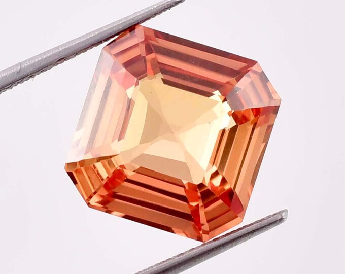 Natural Ceylon Padparadscha Sapphire – 9mm Asscher Cut – Loupe Clean – Loose Gemstone