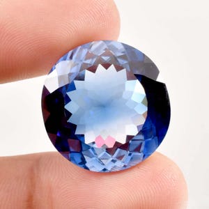 49.80 Ct Natural Cornflower Royal Blue Ceylon Sapphire Round Cut Loose Gemstone GIT Certified 24x24MM/AAA+ Top Quality/Ring & Jewelry Making