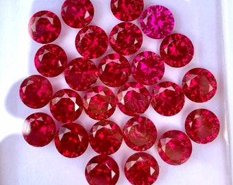 50 Pcs Natural Flawless Mogok Red Ruby Round Cut Loose Gemstone Certified-Wholesale Loose Gem-AAA+ Top Quality Ruby-Ring & Jewelry Making