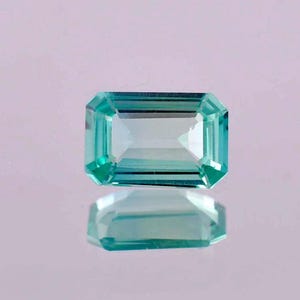 Piedra preciosa suelta de zafiro bicolor natural de 3,40 ct con corte esmeralda, con certificación GIT, 7 x 10 mm/AAA+, de máxima calidad, para fabricación de anillos y joyas