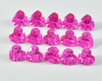50 Pcs Natural Pink Ceylon Sapphire Heart Cut Loose Gemstone Lot GIT Certified/AAA+ Top Quality Sapphire/Ring & Jewelry Making Gemstone
