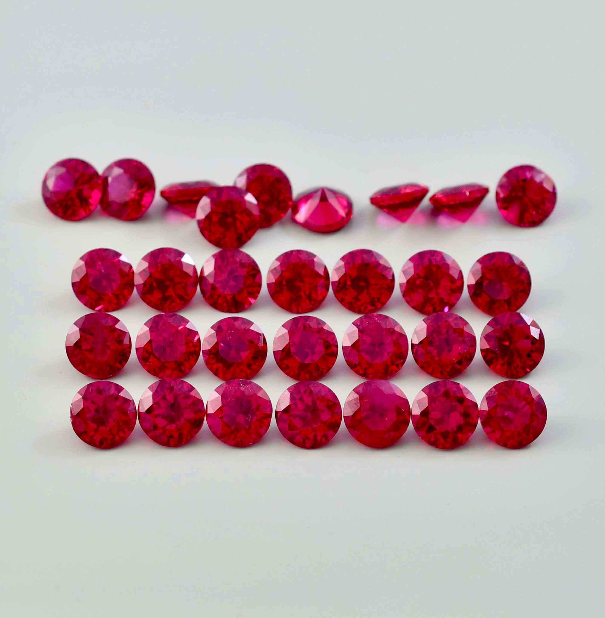 50 Pcs Natural Mozambique Blood Red Ruby Round Cut Loose Gemstone ...