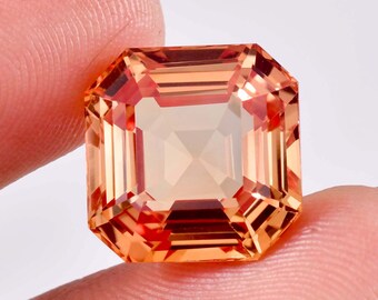 18,50 ct, naturel, parfait, ceylan, padparadscha, saphir, carrée, taille, pierre précieuse, certifié,/AAA+, qualité supérieure, gemme/bague, fabrication bijoux, gemme