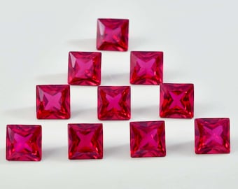 100 Pcs Natural Flawless Mogok Red Ruby Square Cut Loose Gemstone Certified-Wholesale Loose Gem-AAA+ Top Quality Ruby-Ring & Jewelry Making