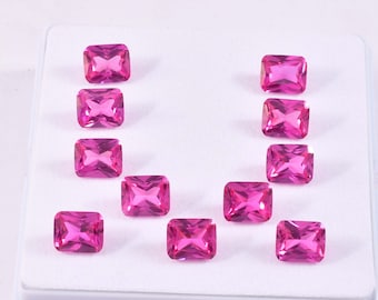 100 Pcs Natural Pink Ceylon Sapphire Emerald Cut Loose Gemstone Lot GIT Certified/AAA+ Top Quality Sapphire/Ring & Jewelry Making Gemstone