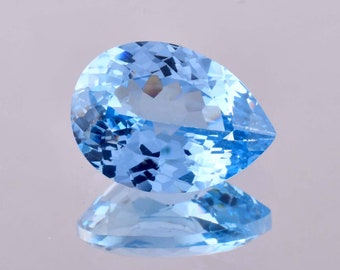 Rare Natural Flawless Blueish AQUAMARINE Pear Cut Loose Gemstone GIT Certified/AAA+ Top Quality Aquamarine/Ring & Jewelry Making Gemstone