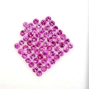 100 Pcs Natural Flawless Pink Ceylon Sapphire Round Cut Loose Gemstone Lot GIT Certified-AAA+ Top Quality Sapphire/Ring & Jewelry Making Gem