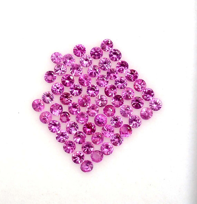 100 Pcs Natural Flawless Pink Ceylon Sapphire Round Cut Loose Gemstone Lot GIT Certified-AAA Top Quality Sapphire/Ring & Jewelry Making Gem image 1