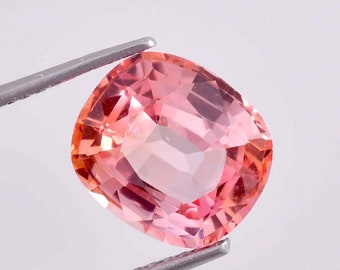 Rare 4.30 Ct Natural Flawless Pink Morganite Cushion Cut Loose Gemstone Certified 8x9 MM/AAA+ Top Quality Gem/Ring & Jewelry Making Gems