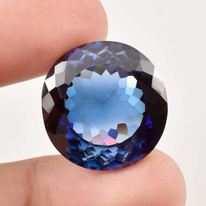 40.00 Ct Natural Cornflower Royal Blue Ceylon Sapphire Round Cut Loose Gemstone GIT Certified 20x20MM/AAA+ Top Quality/Ring & Jewelry Making