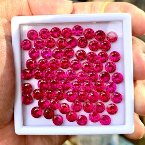 50 Pcs Natural Flawless Mogok Red Ruby Round Cut Loose Gemstone Certified-Wholesale Loose Gem-AAA Top Quality Ruby-Ring & Jewelry Making zdjęcie 4