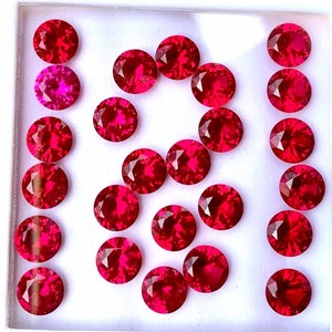 50 Pcs Natural Flawless Mogok Red Ruby Round Cut Loose Gemstone Certified-Wholesale Loose Gem-AAA Top Quality Ruby-Ring & Jewelry Making zdjęcie 3