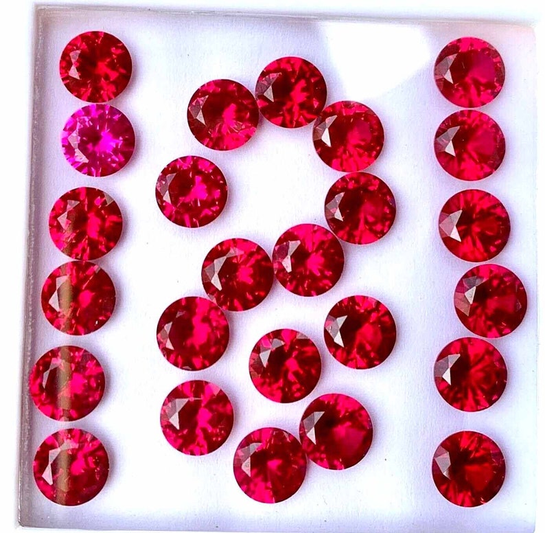 50 Pcs Natural Flawless Mogok Red Ruby Round Cut Loose Gemstone Certified-Wholesale Loose Gem-AAA Top Quality Ruby-Ring & Jewelry Making zdjęcie 3