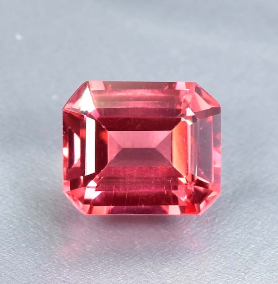 7.00 Ct Natural Flawless Peach Pink Morganite Emerald Cut Loose Gemstone Certified/AAA+ Top Quality Gemstone/Ring & Jewelry Making Gemstone