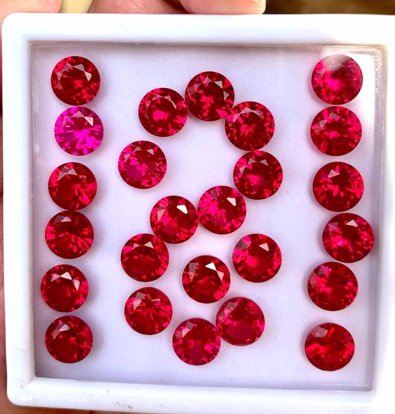 50 Pcs Natural Flawless Mogok Red Ruby Round Cut Loose Gemstone Certified-Wholesale Loose Gem-AAA Top Quality Ruby-Ring & Jewelry Making zdjęcie 6