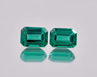 1 Pair Natural Flawless Green Zambian Emerald Faceted Emerald Cut Loose Gemstone Certified/AAA Top Quality Emerald/Ring & Jewelry Making Gem