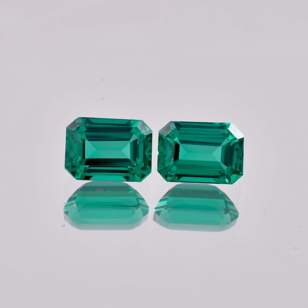 1 Pair Natural Flawless Green Zambian Emerald Faceted Emerald Cut Loose Gemstone Certified-AAA Top Quality Emerald-Ring & Jewelry Making Gem