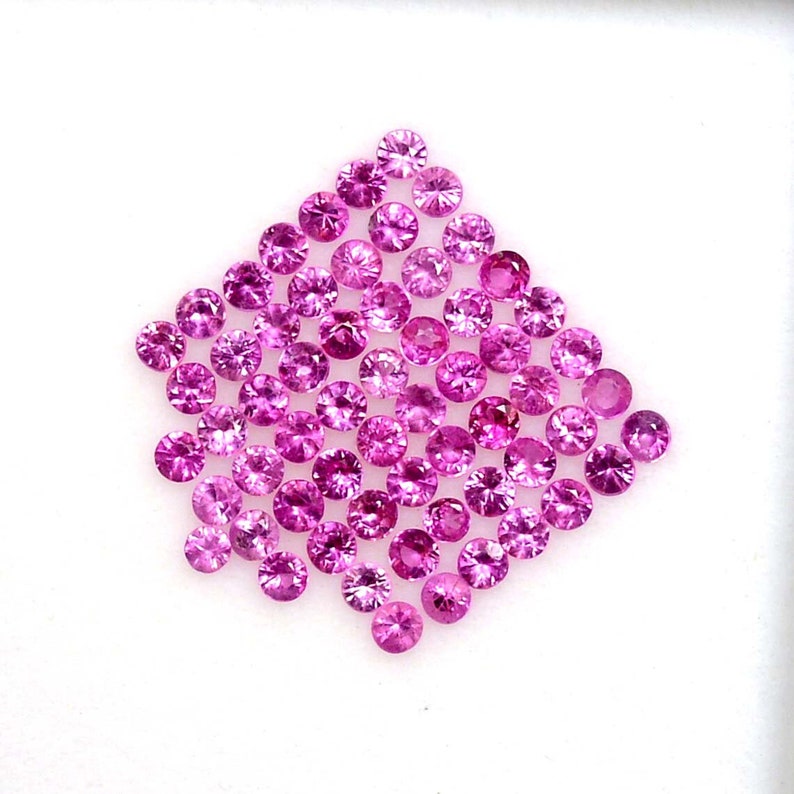 100 Pcs Natural Flawless Pink Ceylon Sapphire Round Cut Loose Gemstone Lot GIT Certified-AAA Top Quality Sapphire/Ring & Jewelry Making Gem image 6