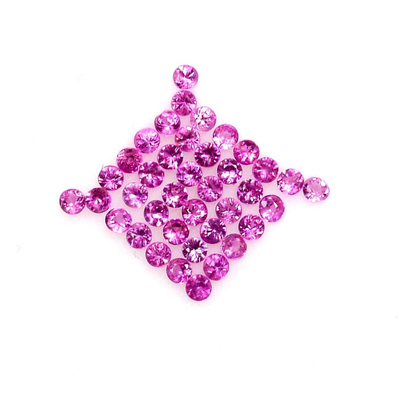100 Pcs Natural Flawless Pink Ceylon Sapphire Round Cut Loose Gemstone Lot GIT Certified-AAA Top Quality Sapphire/Ring & Jewelry Making Gem image 2