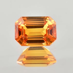 6.85 Ct Natural Ceylon Padparadscha Sapphire Emerald Cut Loose Gemstone Certified 8x12 MM/AAA+ Top Quality Gem/Ring & Jewelry Making Gems